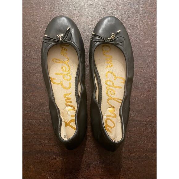 Sam Edelman Felicia Ballet Flats Black Leather Bow Logo Charm Women’s 7.5W - Picture 2 of 6